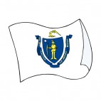 Massachusetts state flag waving, decals stickers