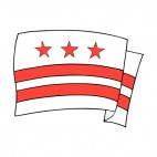 Washington DC state flag waving, decals stickers