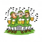 Leprechauns with beer mugs singing, decals stickers