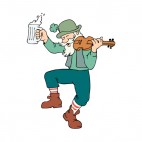 Man with beer mug and violin dancing, decals stickers