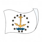 Rhode Island state flag waving, decals stickers