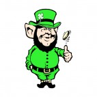 Leprechaun flipping gold , decals stickers