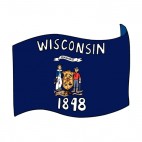 Wisconsin state flag waving, decals stickers