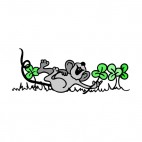 Mouse playing with shamrocks, decals stickers