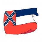 Mississippi state flag waving, decals stickers