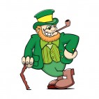 Leprechaun with cane smoking pipe, decals stickers