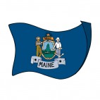 Maine state flag waving, decals stickers