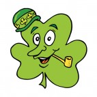 Shamrock with derby hat and pipe, decals stickers