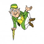 Leprechaun with cane jumping, decals stickers