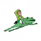 Leprechaun riding frog, decals stickers