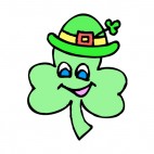 Shamrock whith derby hat smiling, decals stickers