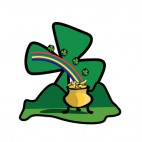 Pot of gold with rainbow and shamrock, decals stickers