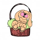 Bunny sleeping in basket, decals stickers