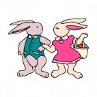 Mr and Mrs bunny with egg basket, decals stickers