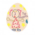 Easter egg with to mom drawing, decals stickers