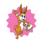 Brown bunny with easter egg basket, decals stickers