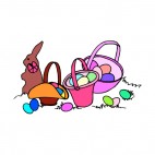 Easter egg baskets with chocolate bunny, decals stickers
