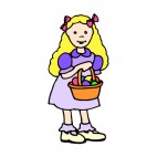 Girl holding easter egg basket, decals stickers