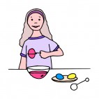 Girl coloring eggs, decals stickers