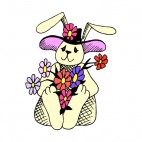 Bunny with hat and flowers, decals stickers