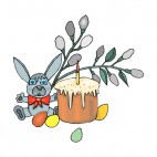 Flower with cupcake and bunny plush, decals stickers
