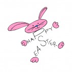Happy Easter writing with pink bunny, decals stickers