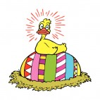 Duck on multi colored easter egg, decals stickers