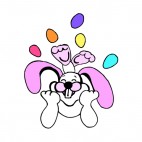 Bunny laughing with multi colors easter eggs, decals stickers