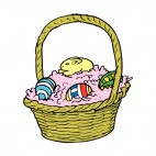 Easter egg basket with chocolate bunny, decals stickers