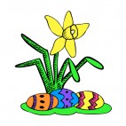 Easter eggs and yellow flower, decals stickers