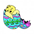 Chick sleeping in easter egg, decals stickers