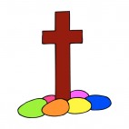 Crucifix with multi colors easter eggs, decals stickers