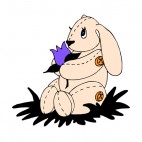 Bunny plush with purple lily, decals stickers