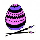 Pink black and purple easter egg with paintbrushes, decals stickers