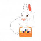 Bunny with easter egg basket, decals stickers