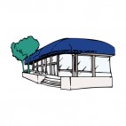 Bread garden restaurant with blue roof, decals stickers
