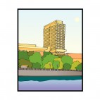 condo building near water, decals stickers