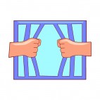 Bending jail bars, decals stickers