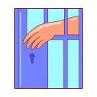 Arm through jail bars, decals stickers