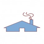 House silhouette with smoke coming out of chimney, decals stickers