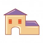 Beige with purple roof house, decals stickers