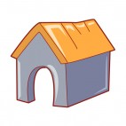Grey and brown dog house, decals stickers