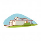 House with two garage door, decals stickers