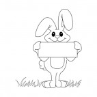 Bunny holding banner, decals stickers