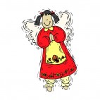 Angel with red dress smiling, decals stickers