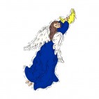 Angel hanging on moon, decals stickers