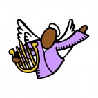 Black angel playing harp, decals stickers