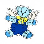 Blue teddy bear with yellow buckle, decals stickers