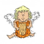 Cherub with harp, decals stickers