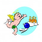 Cherub playing bowling, decals stickers